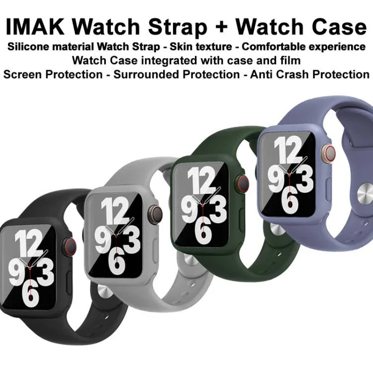 imak 一體成型保護殼與保護膜附矽膠錶帶，適用於 Apple Watch SE 1/2/3/系列 4/5/6 44mm，適用於 Apple Watch SE 1/2/3/系列 4/5/6 40mm