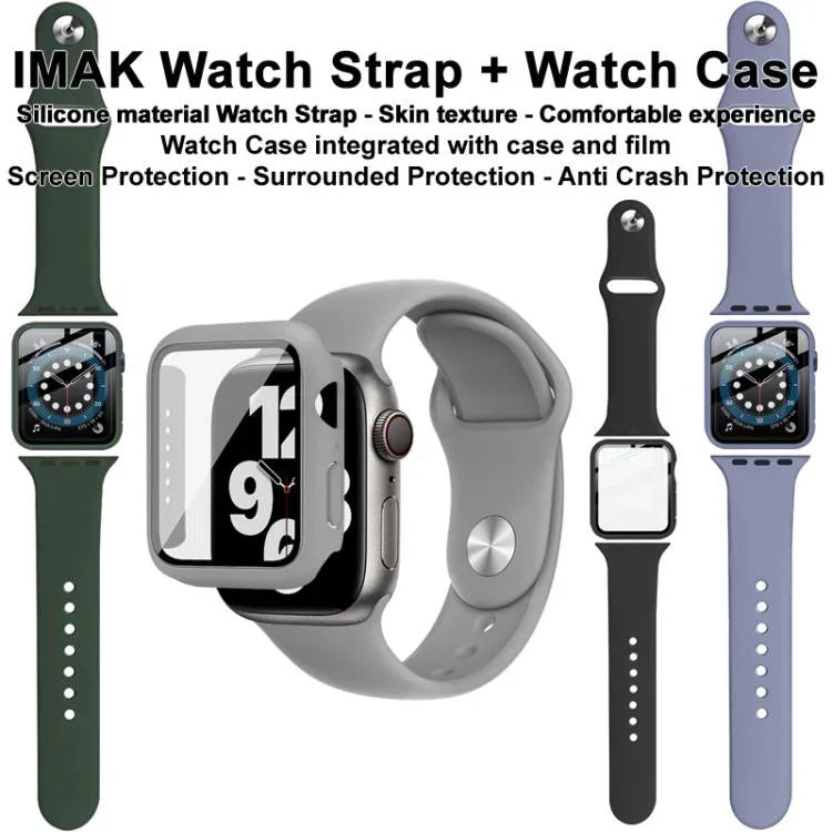 imak 一體成型保護殼與保護膜附矽膠錶帶，適用於 Apple Watch SE 1/2/3/系列 4/5/6 44mm，適用於 Apple Watch SE 1/2/3/系列 4/5/6 40mm