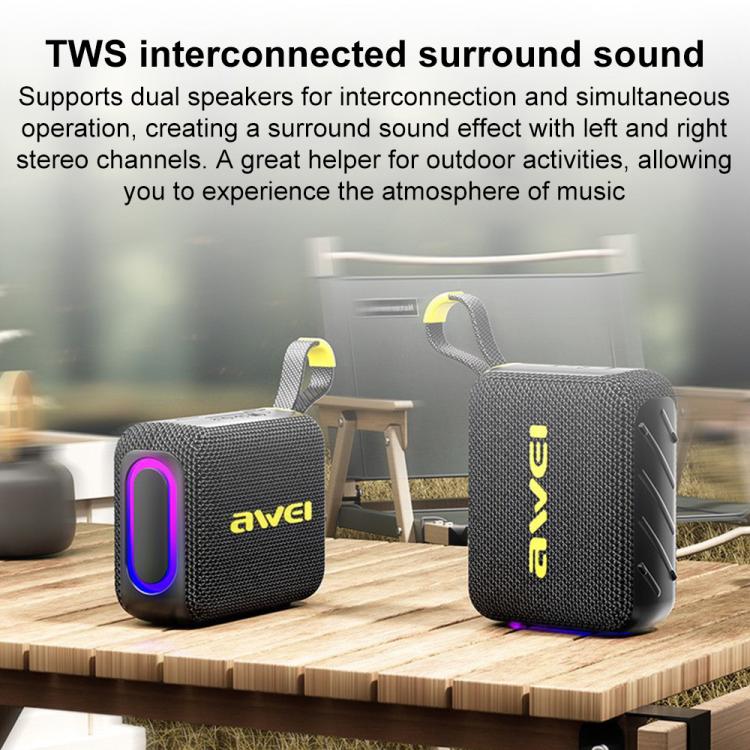 AWEI KA20 便攜式 TWS / TF 藍牙 5.3 喇叭，帶 RGB 燈光