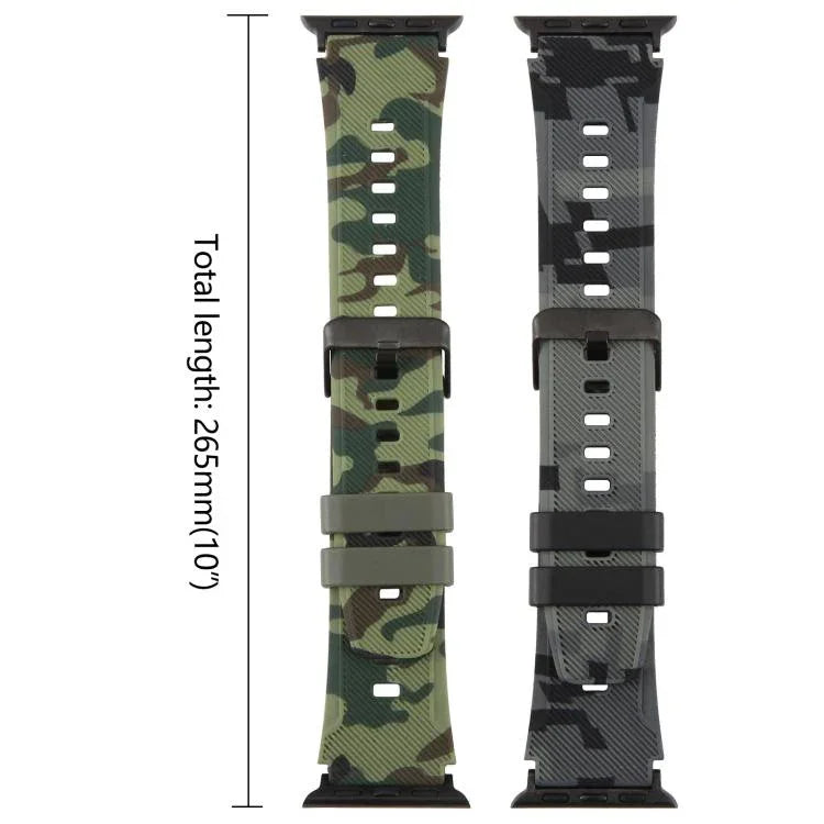 xDfind 黑色接頭迷彩印花矽膠錶帶，適用於 Apple Watch 42 / 44 / 45 / 46 / 49mm，適用於 Apple Watch 38 / 40 / 41 / S10 42mm