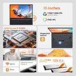 GXMO T160 16吋 Windows 11 筆記型電腦，16GB+512GB，AMD Ryzen 5 7430U 六核心處理器，歐規插頭，美規插頭，英規插頭，澳規插頭