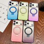 透明漸層金屬指環支架 MagSafe 手機殼，適用於 iPhone 17 Pro Max，適用於 iPhone 17 Pro，適用於 iPhone 17，適用於 iPhone Air，適用於 iPhone 16 Pro Max，適用於 iPhone 16 Pro，適用於 iPhone 16 Plus，適用於 iPhone 16