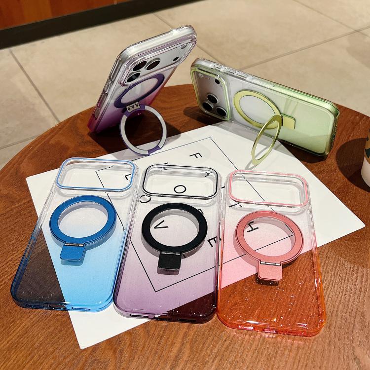 透明漸層金屬指環支架 MagSafe 手機殼，適用於 iPhone 17 Pro Max，適用於 iPhone 17 Pro，適用於 iPhone 17，適用於 iPhone Air，適用於 iPhone 16 Pro Max，適用於 iPhone 16 Pro，適用於 iPhone 16 Plus，適用於 iPhone 16