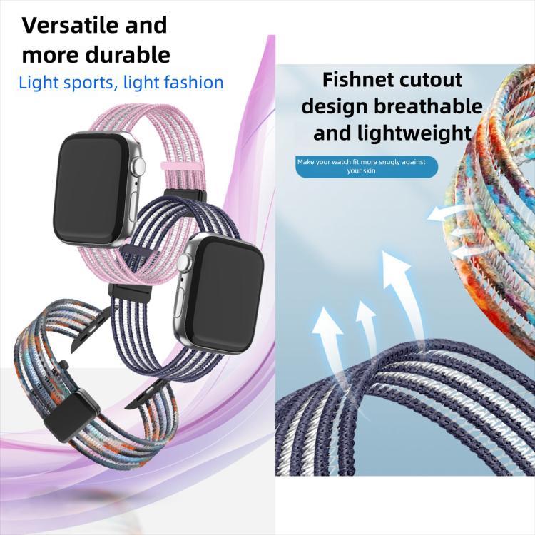 透氣尼龍魚線錶帶，適用於 Apple Watch 46mm / 49mm / 45mm / 44mm，適用於 Apple Watch S11 42mm / 41mm / 40mm / 38mm