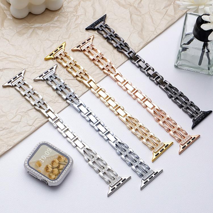 xDfind 流動漩渦鑽石金屬錶帶，適用於 Apple Watch 42 / 44 / 45 / 46 / 49mm，適用於 Apple Watch 38 / 40 / 41 / S11 42mm