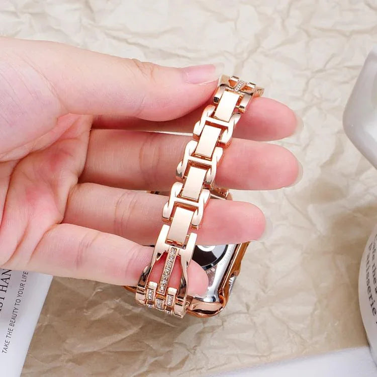 xDfind 流動漩渦鑽石金屬錶帶，適用於 Apple Watch 42 / 44 / 45 / 46 / 49mm，適用於 Apple Watch 38 / 40 / 41 / S11 42mm