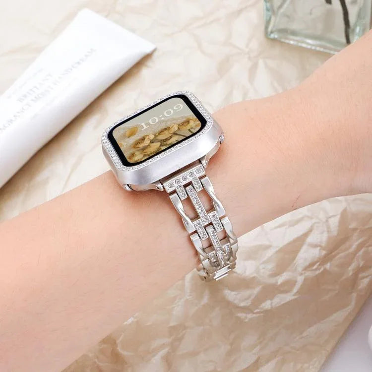 xDfind 流動漩渦鑽石金屬錶帶，適用於 Apple Watch 42 / 44 / 45 / 46 / 49mm，適用於 Apple Watch 38 / 40 / 41 / S11 42mm