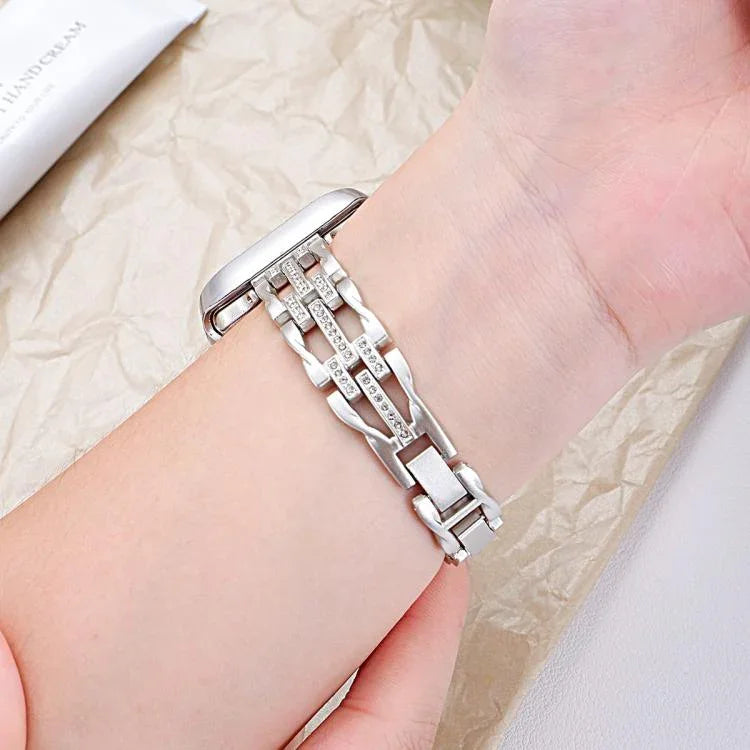 xDfind 流動漩渦鑽石金屬錶帶，適用於 Apple Watch 42 / 44 / 45 / 46 / 49mm，適用於 Apple Watch 38 / 40 / 41 / S11 42mm