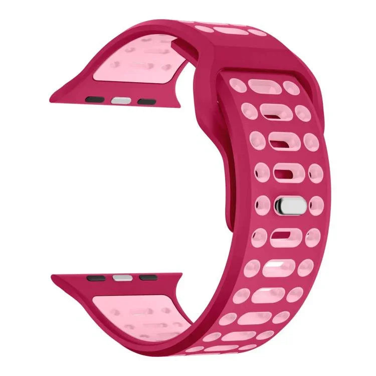 xDfind 雙色矽膠運動透氣錶帶，適用於 Apple Watch 46mm / 49mm / 45mm / 44mm