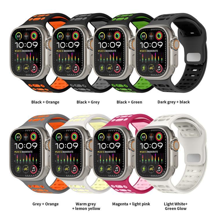 xDfind 雙色矽膠運動透氣錶帶，適用於 Apple Watch 46mm / 49mm / 45mm / 44mm