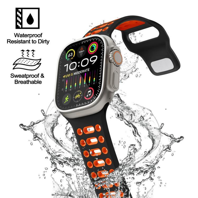 xDfind 雙色矽膠運動透氣錶帶，適用於 Apple Watch 46mm / 49mm / 45mm / 44mm