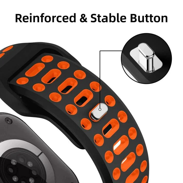 xDfind 雙色矽膠運動透氣錶帶，適用於 Apple Watch 46mm / 49mm / 45mm / 44mm