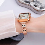 xDfind 紅熊貓造型鑽石金屬錶帶，適用於 Apple Watch 42 / 44 / 45 / 46 / 49mm，適用於 Apple Watch 38 / 40 / 41 / S11 42mm