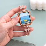 xDfind 蝴蝶結鏈條手鍊鑽石金屬錶帶，適用於 Apple Watch 42 / 44 / 45 / 46 / 49mm，適用於 Apple Watch 38 / 40 / 41 / S11 42mm