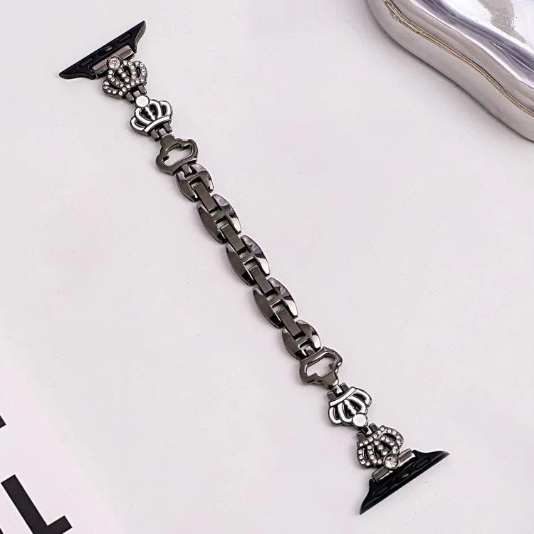 xDfind 皇冠鏈條手鍊鑽石金屬錶帶，適用於 Apple Watch 42 / 44 / 45 / 46 / 49mm，適用於 Apple Watch 38 / 40 / 41 / S11 42mm