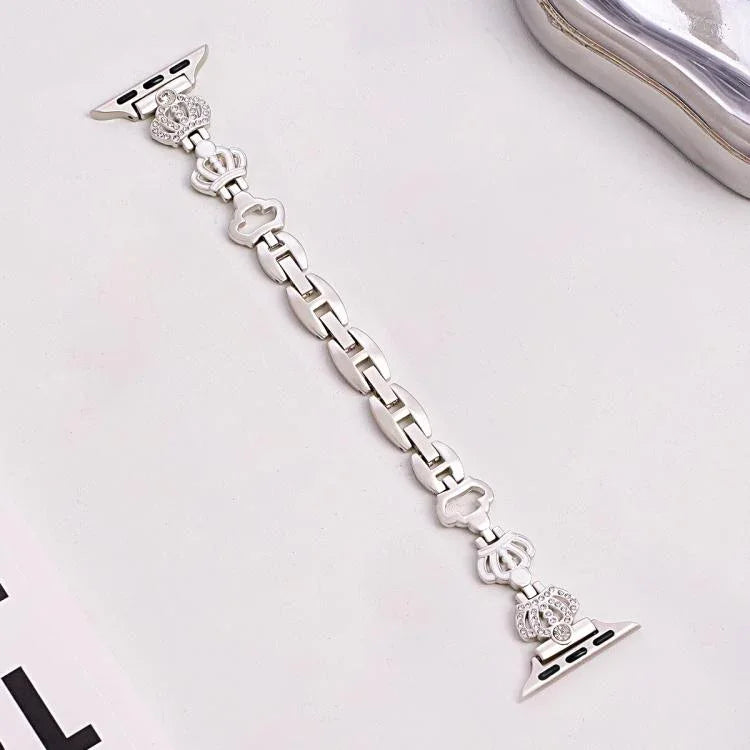 xDfind 皇冠鏈條手鍊鑽石金屬錶帶，適用於 Apple Watch 42 / 44 / 45 / 46 / 49mm，適用於 Apple Watch 38 / 40 / 41 / S11 42mm