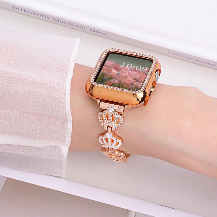 xDfind 皇冠鏈條手鍊鑽石金屬錶帶，適用於 Apple Watch 42 / 44 / 45 / 46 / 49mm，適用於 Apple Watch 38 / 40 / 41 / S11 42mm
