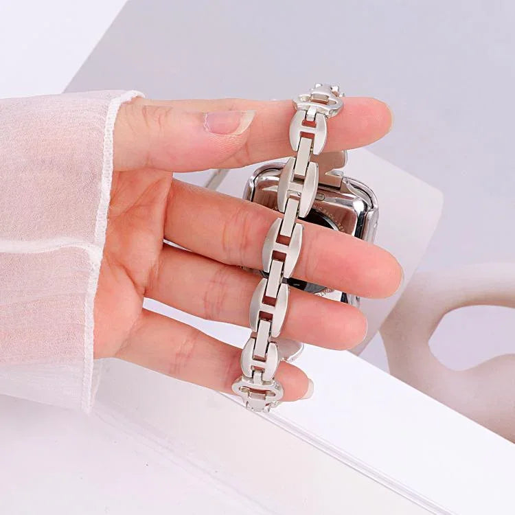 xDfind 皇冠鏈條手鍊鑽石金屬錶帶，適用於 Apple Watch 42 / 44 / 45 / 46 / 49mm，適用於 Apple Watch 38 / 40 / 41 / S11 42mm