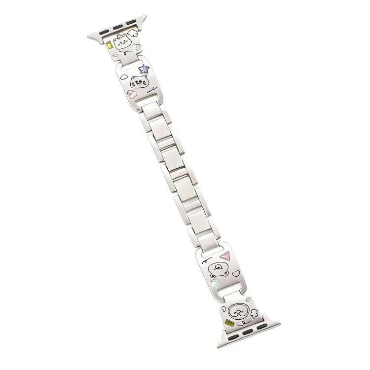 xDfind 快樂動物園手鍊鑽石金屬錶帶，適用於 Apple Watch 42 / 44 / 45 / 46 / 49mm，適用於 Apple Watch 38 / 40 / 41 / S11 42mm