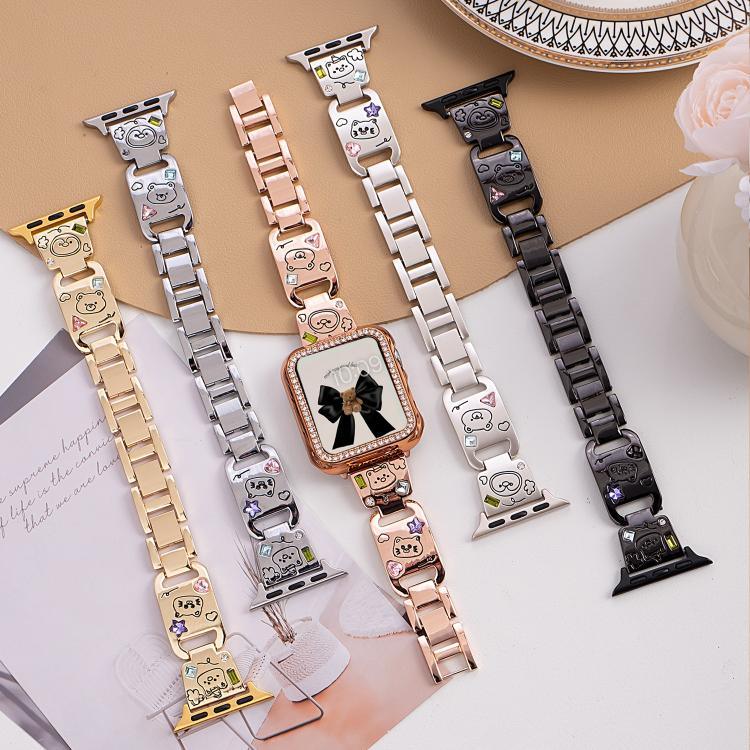 xDfind 快樂動物園手鍊鑽石金屬錶帶，適用於 Apple Watch 42 / 44 / 45 / 46 / 49mm，適用於 Apple Watch 38 / 40 / 41 / S11 42mm