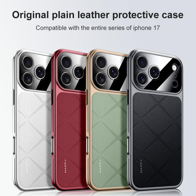 素面皮革 PC 手機殼，適用於 iPhone 17 Pro Max、iPhone 17 Pro、iPhone 17、iPhone Air