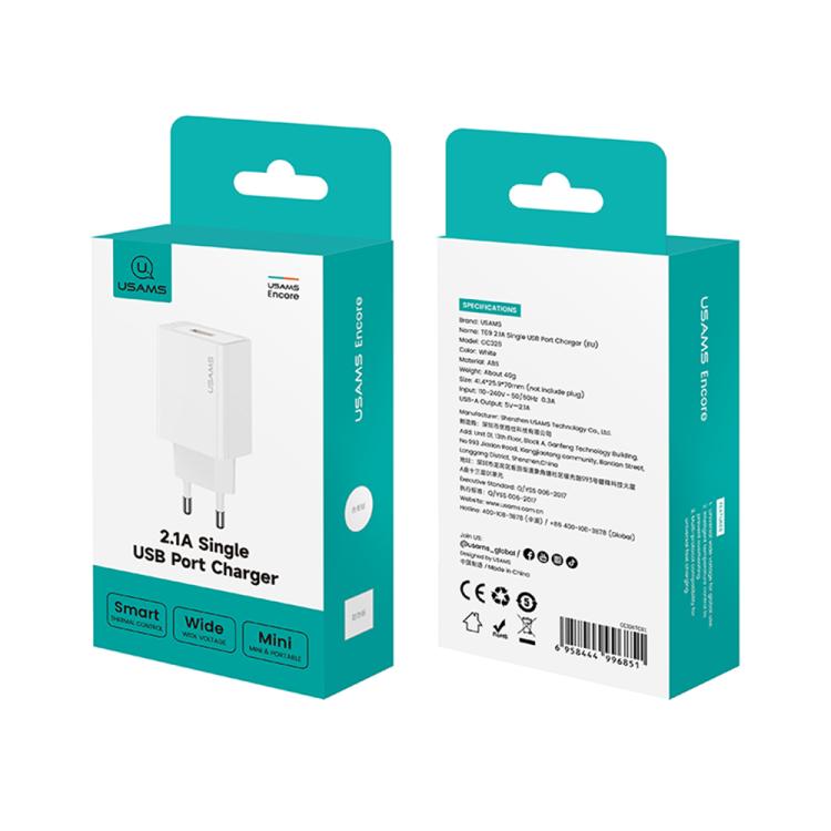 USAMS CC326 T69 10.5W 2.1A 單USB埠充電器，CC326