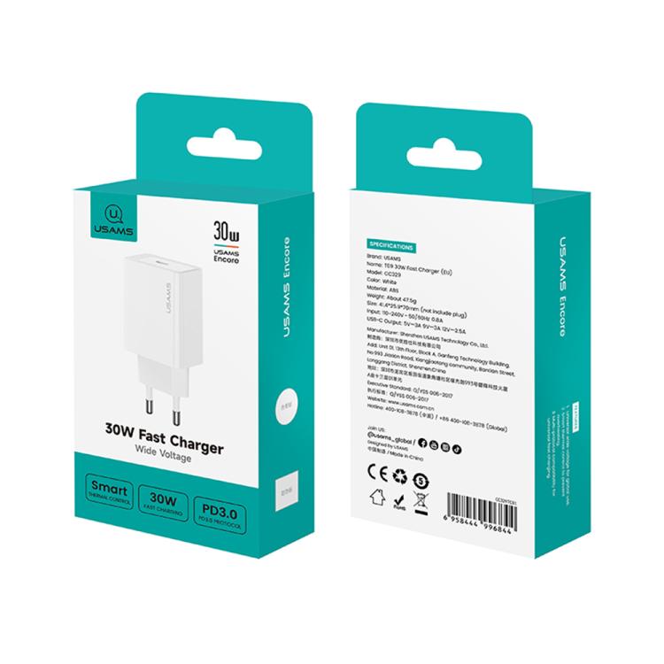 USAMS CC329 T69 PD 30W USB-C / Type-C 單埠快速充電器，CC329