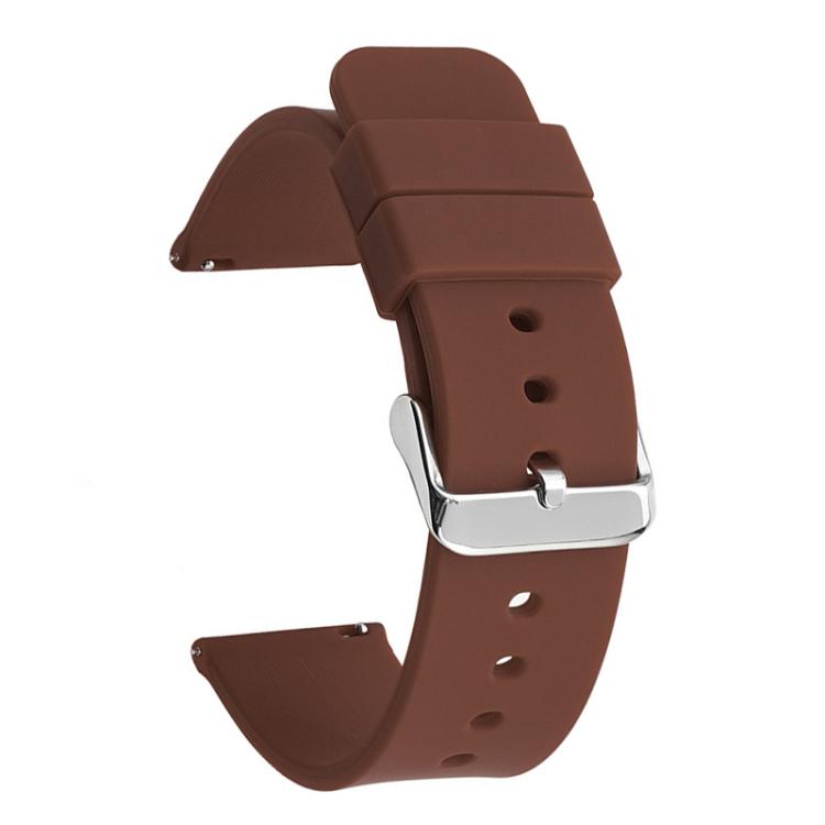 Stainless Steel Silver Pin Buckle Solid Color Silicone Waterproof Watch Band, 20mm, 21mm, 22mm
