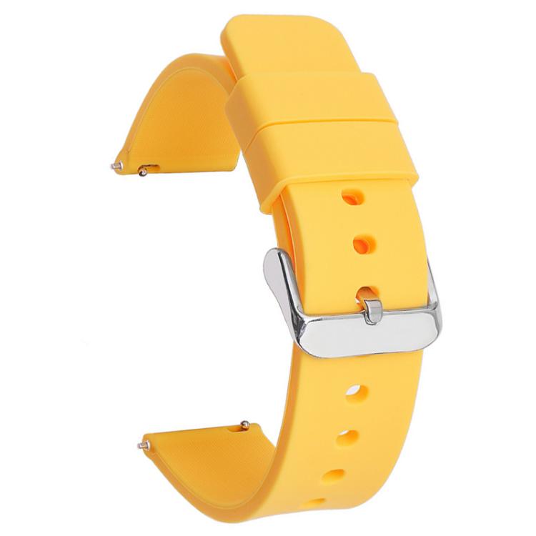 Stainless Steel Silver Pin Buckle Solid Color Silicone Waterproof Watch Band, 20mm, 21mm, 22mm