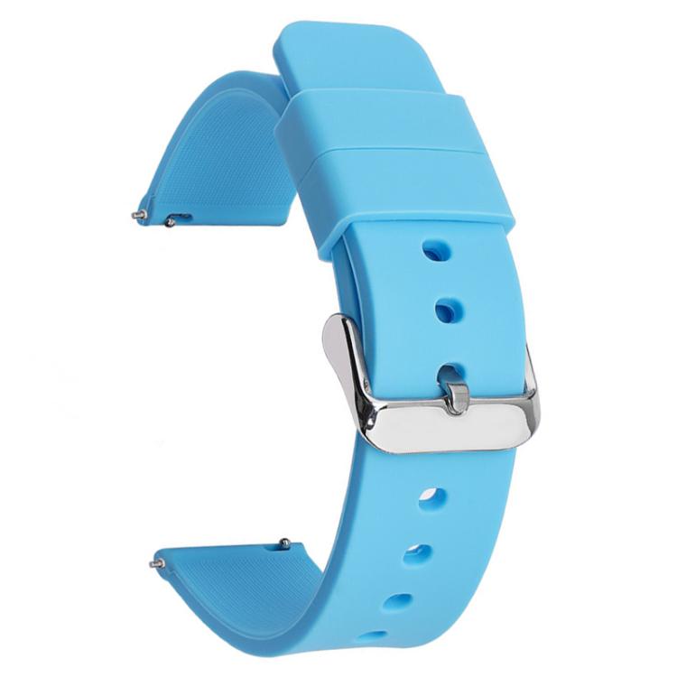 Stainless Steel Silver Pin Buckle Solid Color Silicone Waterproof Watch Band, 20mm, 21mm, 22mm