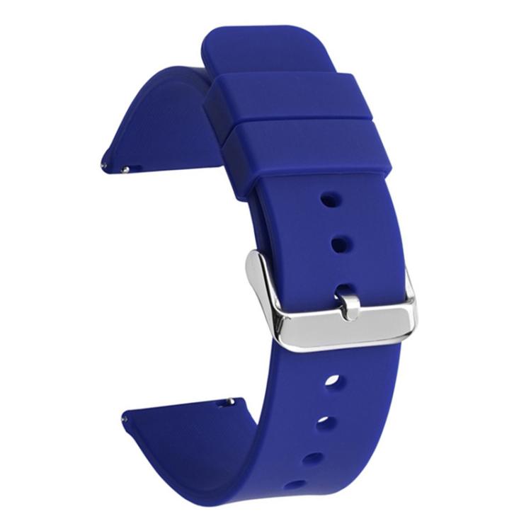 Stainless Steel Silver Pin Buckle Solid Color Silicone Waterproof Watch Band, 20mm, 21mm, 22mm
