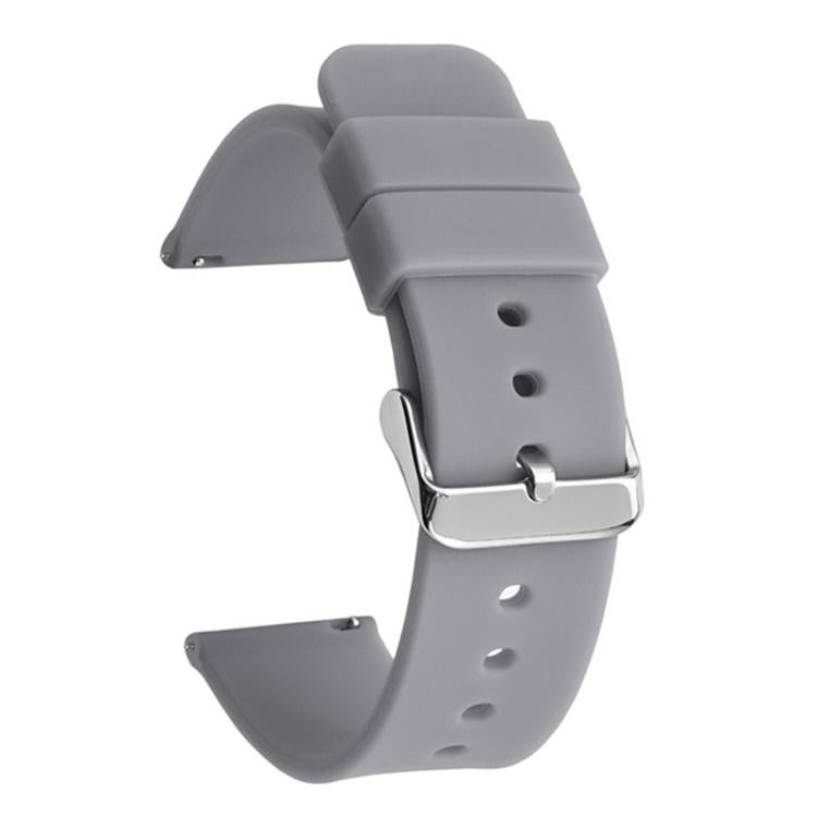 Stainless Steel Silver Pin Buckle Solid Color Silicone Waterproof Watch Band, 20mm, 21mm, 22mm