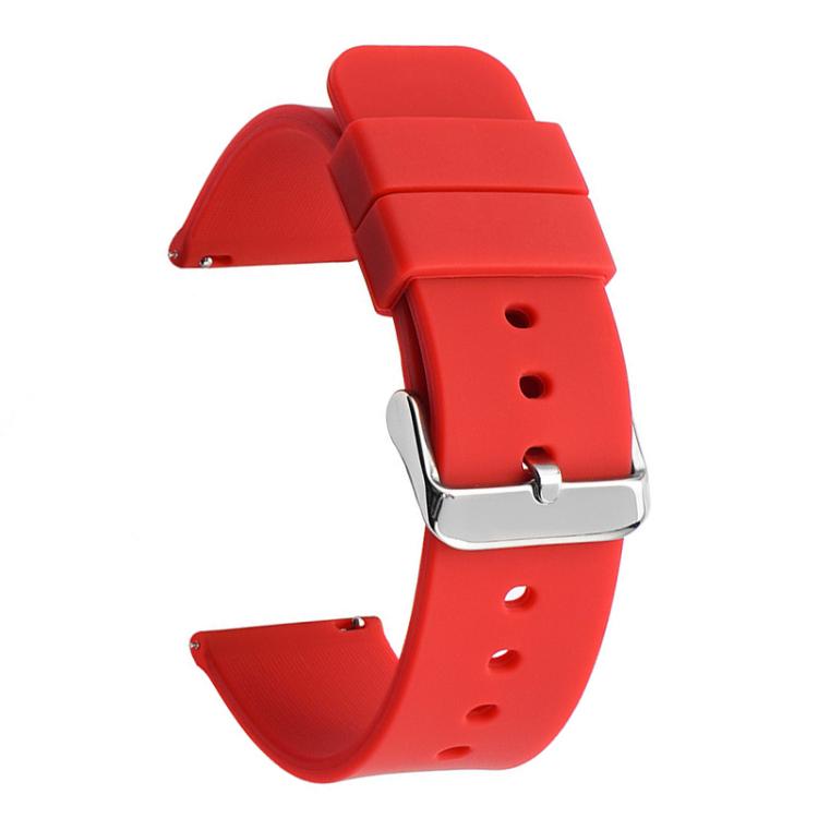 Stainless Steel Silver Pin Buckle Solid Color Silicone Waterproof Watch Band, 20mm, 21mm, 22mm