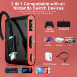3合1 Type-C轉HDMI + USB 3.0 + Type-C PD充電埠桌面擴充座，適用於Nintendo Switch