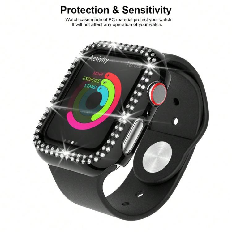xDfind 雙排鑽石鏤空 PC 錶殼，適用於 Apple Watch Series 6 / 5 / 4 / SE 44mm，適用於 Apple Watch Series 6 / 5 / 4 / SE 40mm，適用於 Apple Watch Series 11 46mm / 10 46mm，適用於 Apple Watch Series 11 42mm / 10 42mm