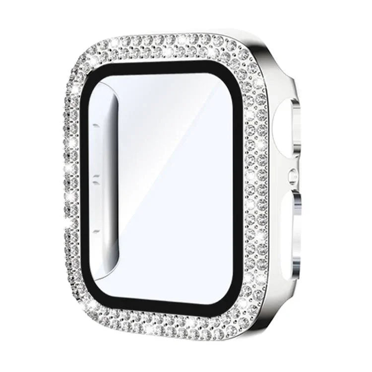 xDfind 雙排鑽石鋼化玻璃膜一體成型 PC 錶殼，適用於 Apple Watch Series 6 / 5 / 4 / SE 44mm，適用於 Apple Watch Series 6 / 5 / 4 / SE 40mm，適用於 Apple Watch Series 11 46mm / 10 46mm，適用於 Apple Watch Series 11 42mm / 10 42mm