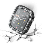 xDfind 雙排鑽石鋼化玻璃膜一體成型 PC 錶殼，適用於 Apple Watch Series 9 / 8 / 7 41mm，適用於 Apple Watch Series 3 / 2 / 1 38mm，適用於 Apple Watch Series 3 / 2 / 1 42mm