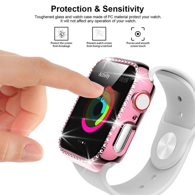xDfind 單排鑽石鏤空 PC 錶殼，適用於 Apple Watch Series 11 46mm / 10 46mm，適用於 Apple Watch Series 11 42mm / 10 42mm