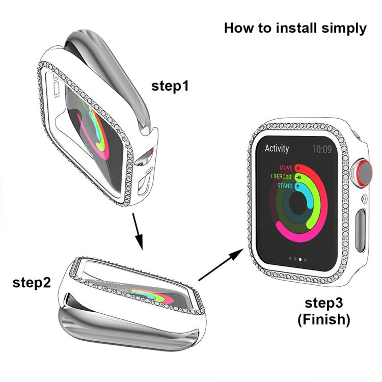 xDfind 單排鑽石鏤空 PC 錶殼，適用於 Apple Watch Series 11 46mm / 10 46mm，適用於 Apple Watch Series 11 42mm / 10 42mm