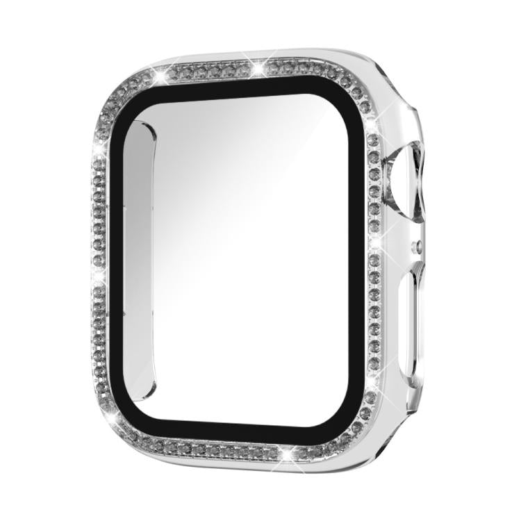 xDfind 單排鑽石鋼化玻璃膜一體成型 PC 錶殼，適用於 Apple Watch Series 44mm，適用於 Apple Watch Series 40mm，適用於 Apple Watch Series 11 46mm / 10 46mm，適用於 Apple Watch Series 11 42mm / 10 42mm，適用於 Apple Watch Ultra 3 / 2 / 1 49mm