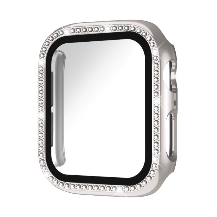 xDfind 單排鑽石鋼化玻璃膜一體成型 PC 錶殼，適用於 Apple Watch Series 44mm，適用於 Apple Watch Series 40mm，適用於 Apple Watch Series 11 46mm / 10 46mm，適用於 Apple Watch Series 11 42mm / 10 42mm，適用於 Apple Watch Ultra 3 / 2 / 1 49mm