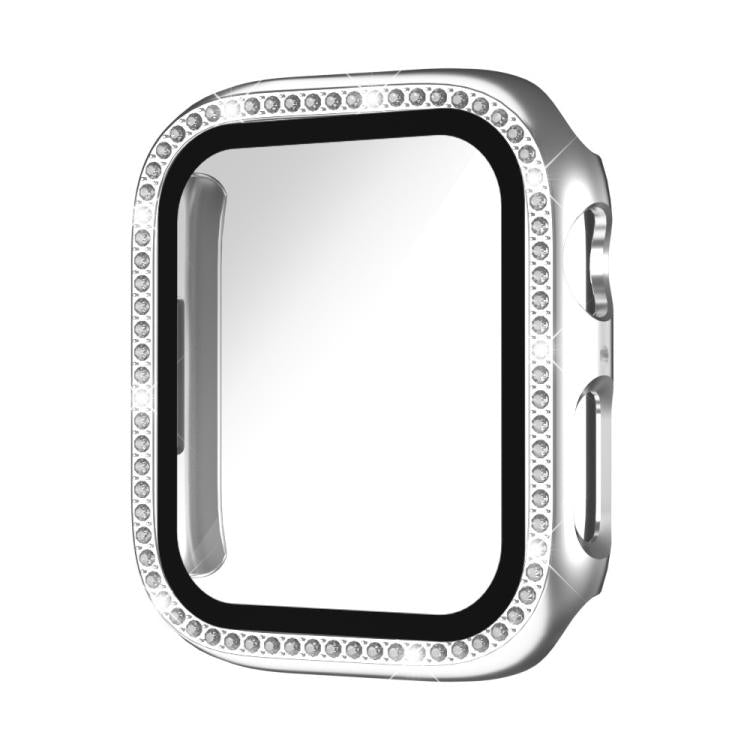 xDfind 單排鑽石鋼化玻璃膜一體成型 PC 錶殼，適用於 Apple Watch Series 44mm，適用於 Apple Watch Series 40mm，適用於 Apple Watch Series 11 46mm / 10 46mm，適用於 Apple Watch Series 11 42mm / 10 42mm，適用於 Apple Watch Ultra 3 / 2 / 1 49mm