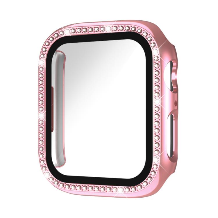 xDfind 單排鑽石鋼化玻璃膜一體成型 PC 錶殼，適用於 Apple Watch Series 44mm，適用於 Apple Watch Series 40mm，適用於 Apple Watch Series 11 46mm / 10 46mm，適用於 Apple Watch Series 11 42mm / 10 42mm，適用於 Apple Watch Ultra 3 / 2 / 1 49mm