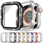 xDfind 單排鑽石鋼化玻璃膜一體成型 PC 錶殼，適用於 Apple Watch Series 9 / 8 / 7 45mm，適用於 Apple Watch Series 9 / 8 / 7 41mm，適用於 Apple Watch Series 3 / 2 / 1 38mm，適用於 Apple Watch Series 3 / 2 / 1 42mm