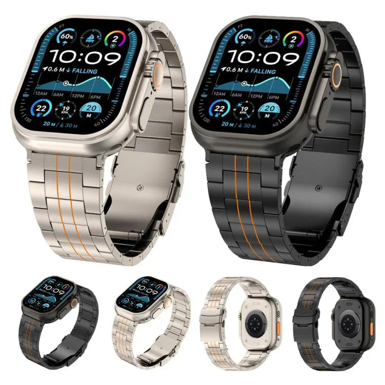 三珠安全扣鈦合金錶帶，適用於 Apple Watch 46mm / 49mm / 45mm / 44mm，適用於 Apple Watch 42mm / 41mm / 40mm / 38mm