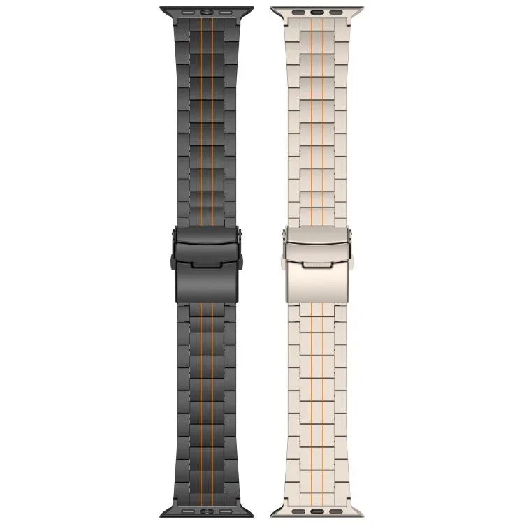 三珠安全扣鈦合金錶帶，適用於 Apple Watch 46mm / 49mm / 45mm / 44mm，適用於 Apple Watch 42mm / 41mm / 40mm / 38mm