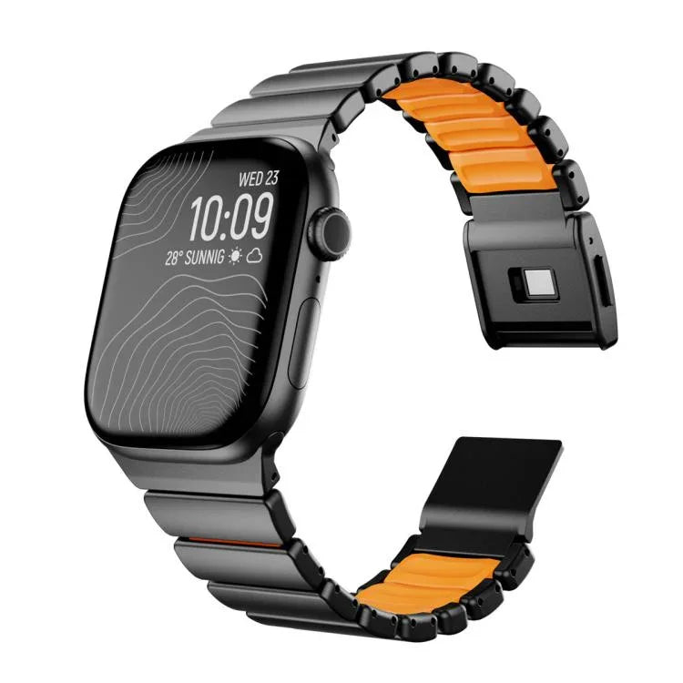 磁吸諾曼扣一體式單珠不鏽鋼錶帶，適用於 Apple Watch 46mm / 49mm / 45mm / 44mm