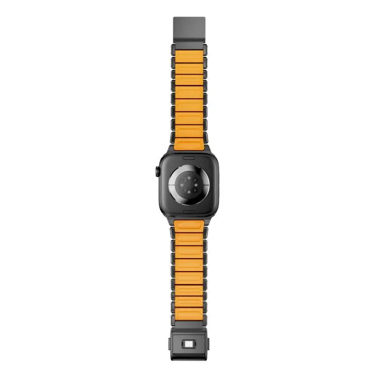 磁吸諾曼扣一體式單珠不鏽鋼錶帶，適用於 Apple Watch 46mm / 49mm / 45mm / 44mm