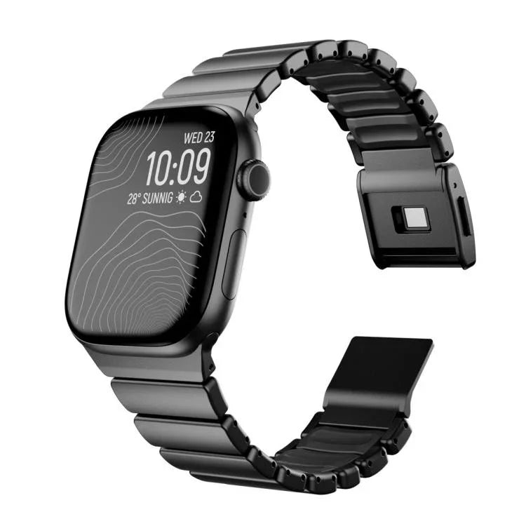 磁吸諾曼扣一體式單珠不鏽鋼錶帶，適用於 Apple Watch 46mm / 49mm / 45mm / 44mm