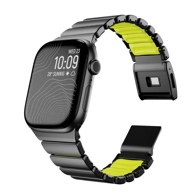磁吸諾曼扣一體式單珠不鏽鋼錶帶，適用於 Apple Watch 46mm / 49mm / 45mm / 44mm